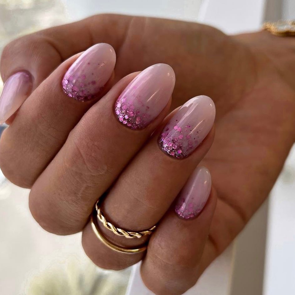 Glitter Ombre Pink Nails