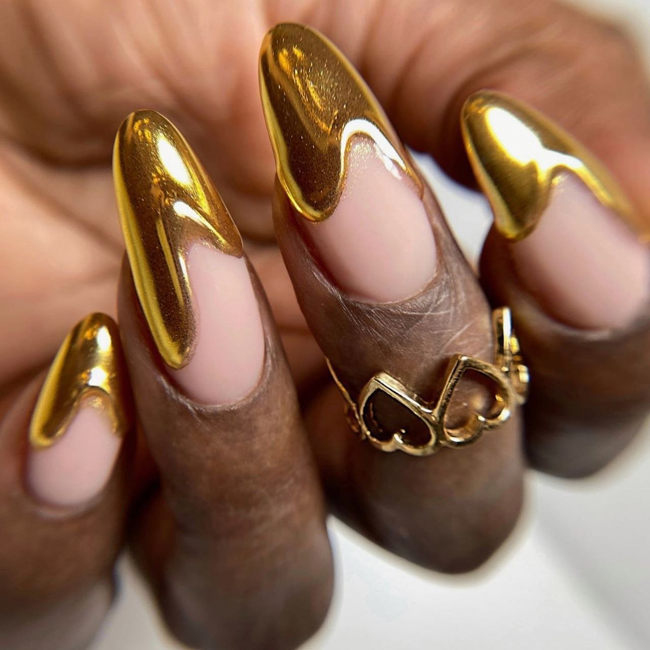Elegant Gold Drip Nails