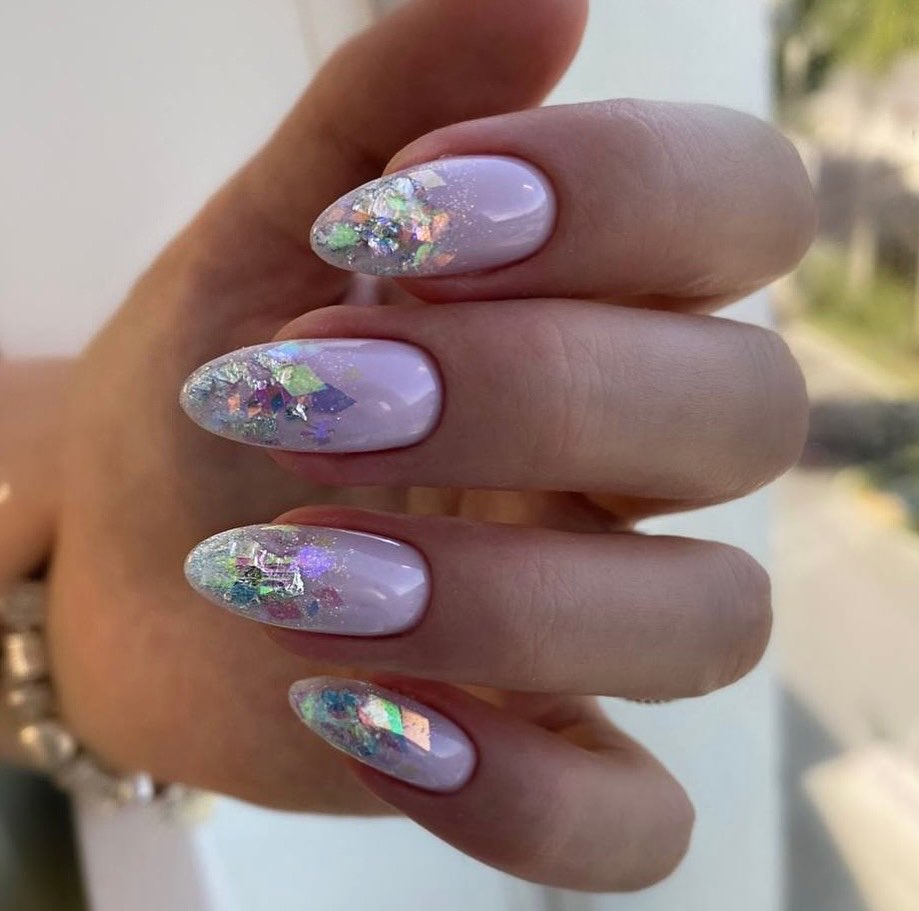 Nail Art with Glitter and Flakes