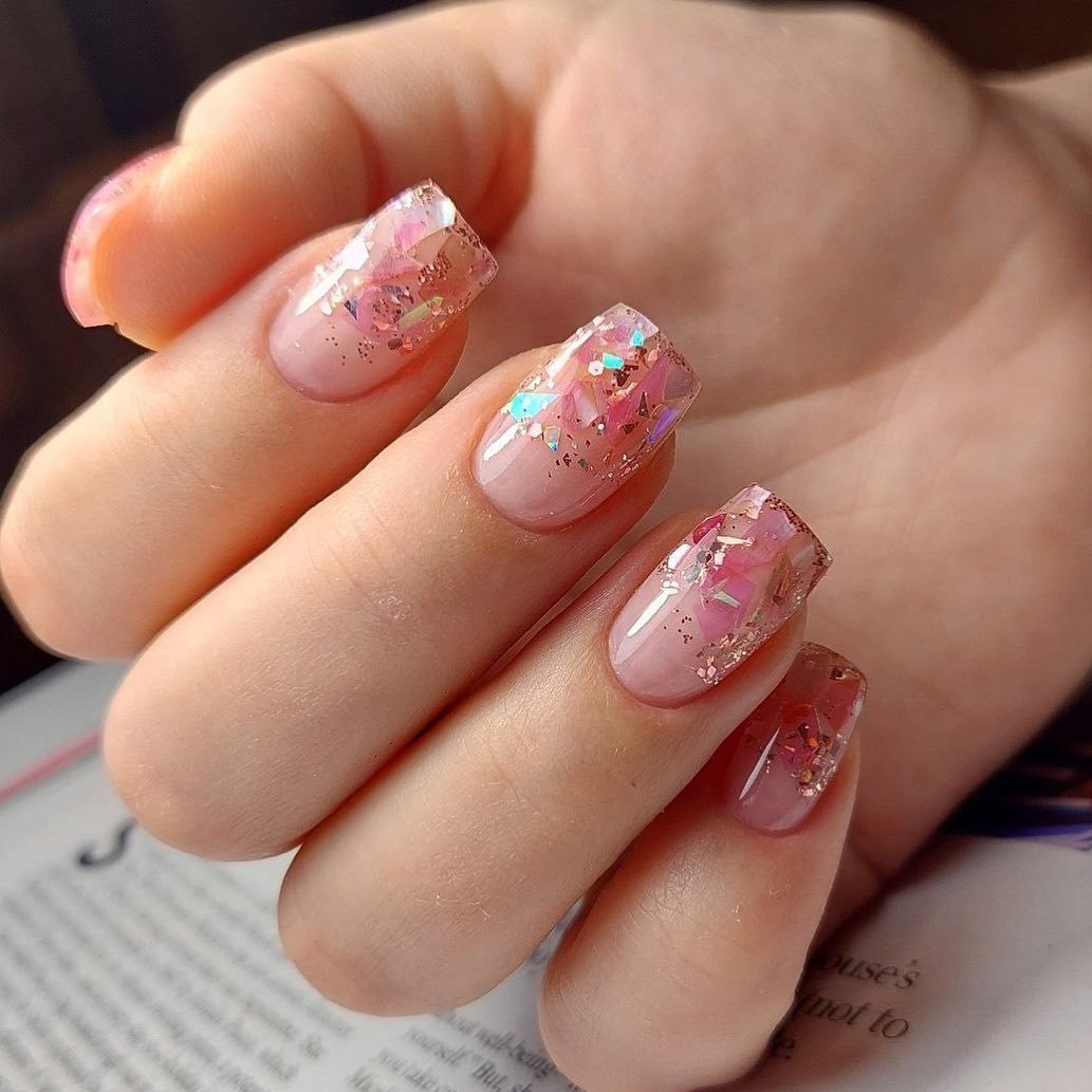 Glittery Pink Nails