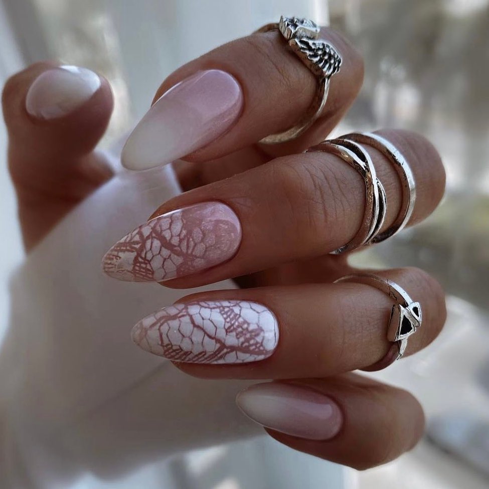 Elegant Stiletto Nails with Pattern