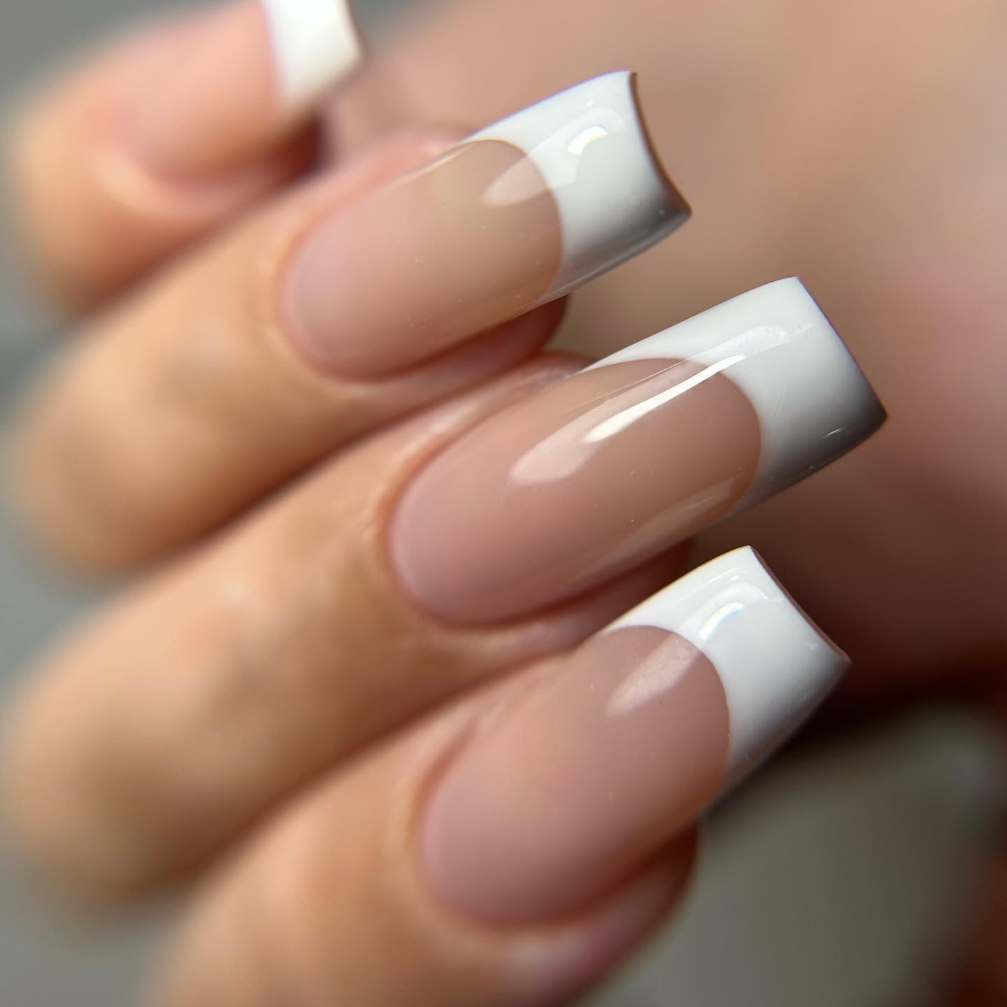 Elegant French Manicure with Nude Base