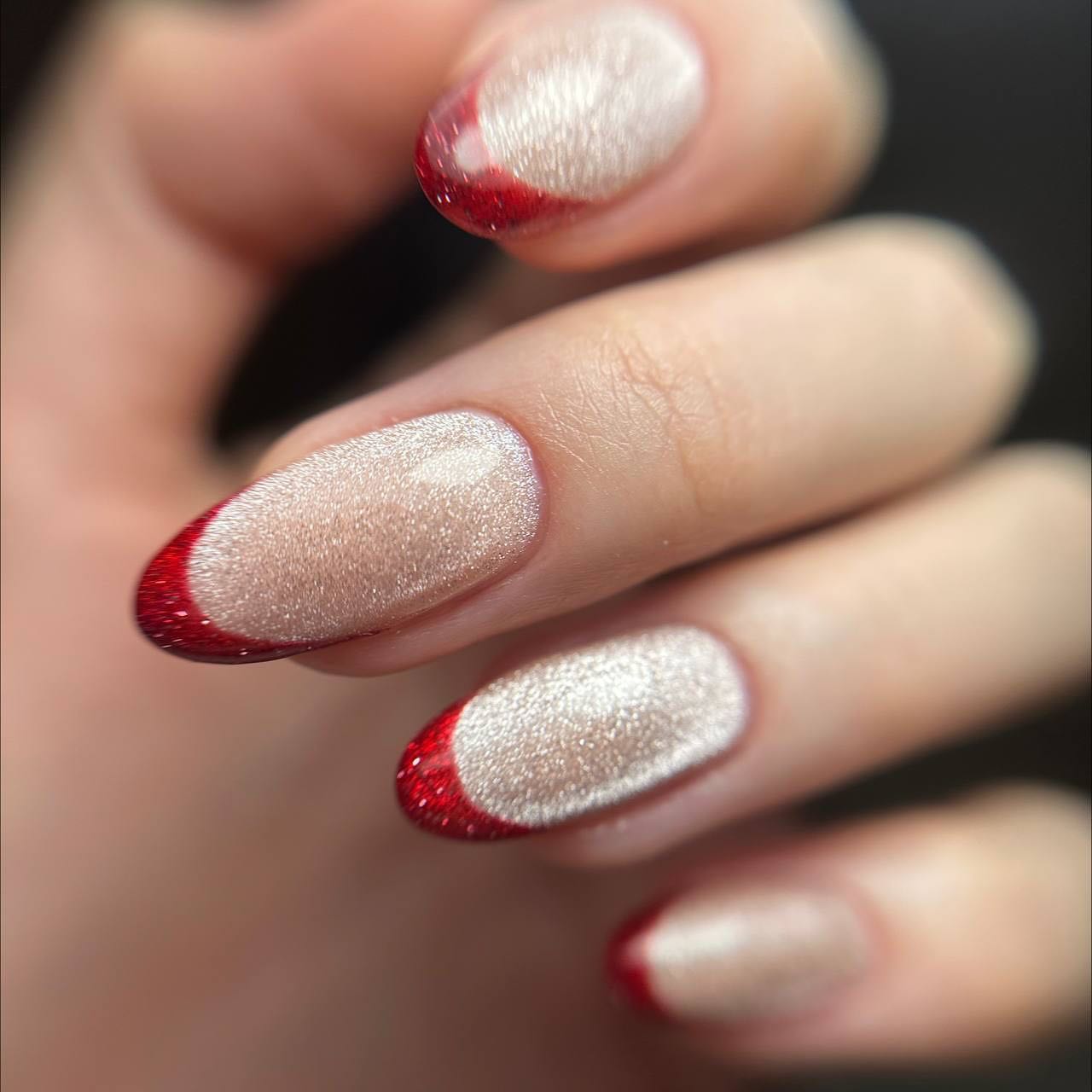 Elegant Red French Tip Nails