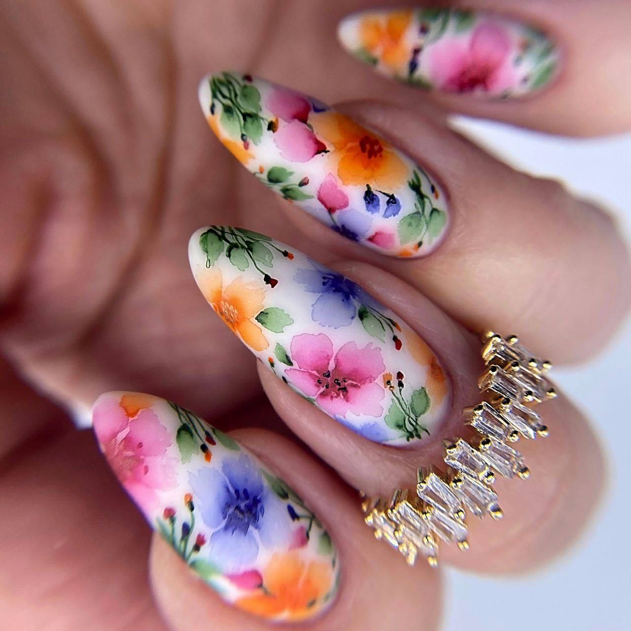 Artistic Floral Nail Design