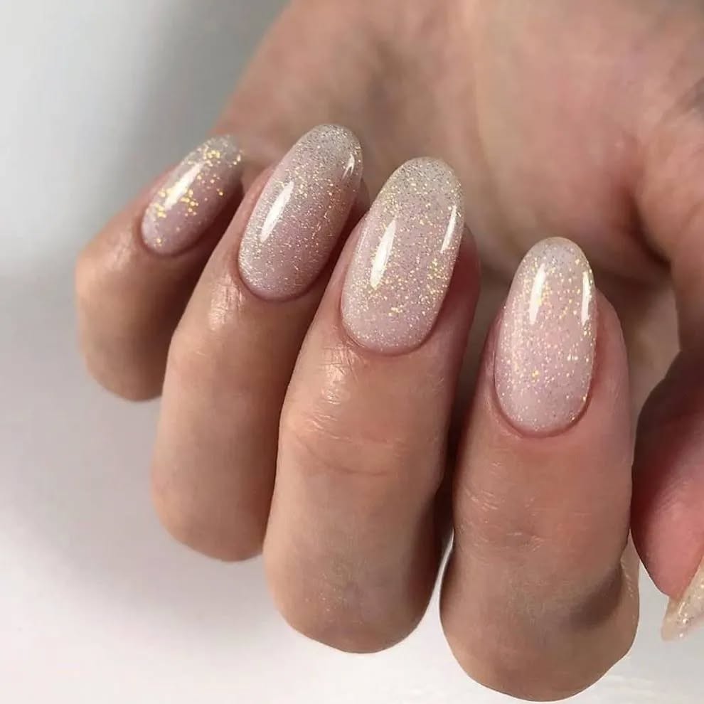 Elegant Nude Glitter Nails