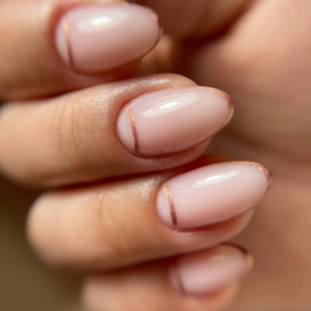 Elegant Nude and Gold Nails