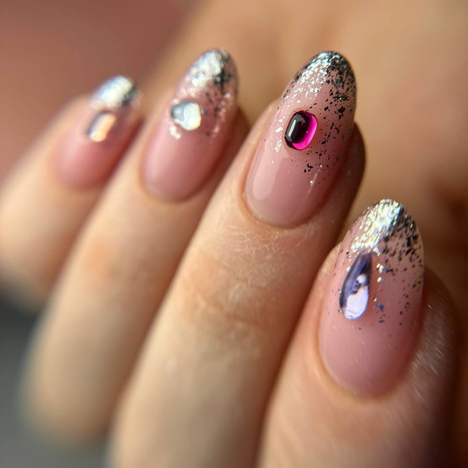 Elegant Nude Glitter Nails
