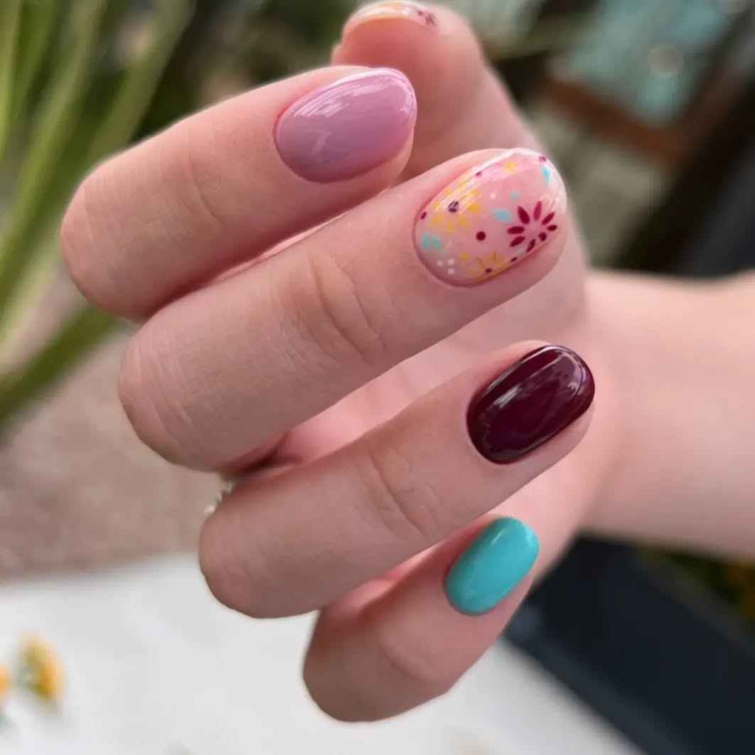 Colorful Floral Nail Art