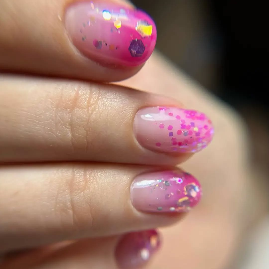 Pink Glitter Nails