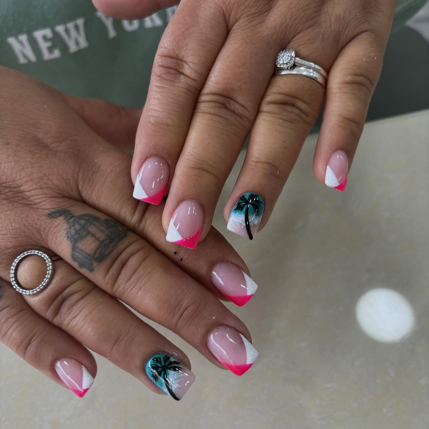 Artistic Pink and White Nail Design