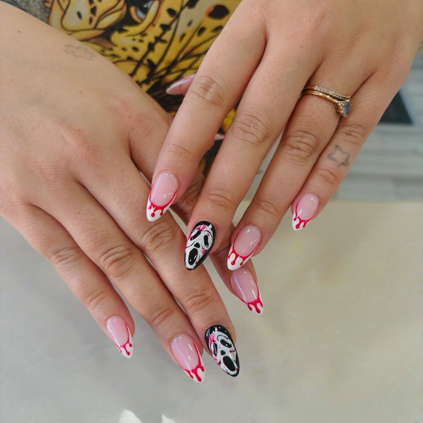 Artistic Blood Drip Nail Design