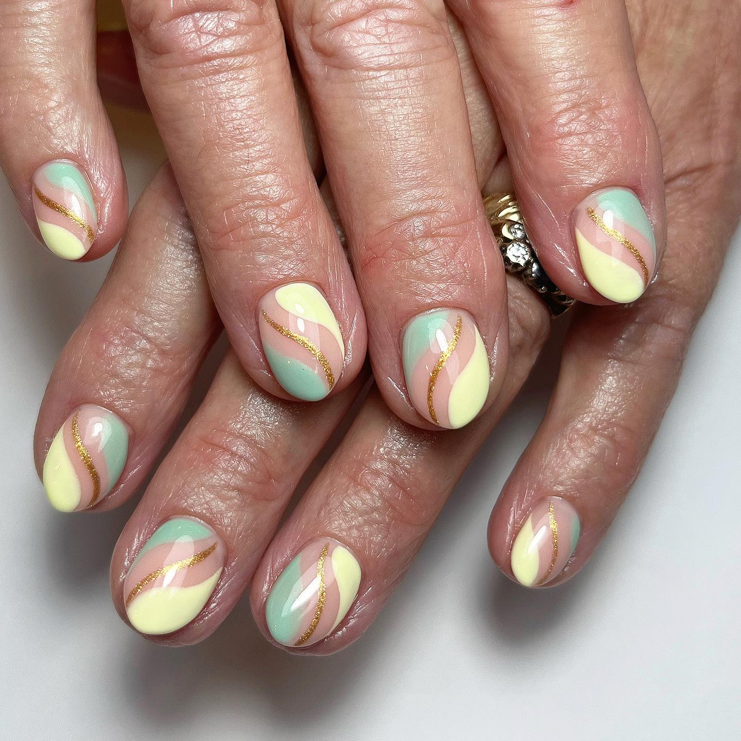 Elegant Pastel Wave Nails