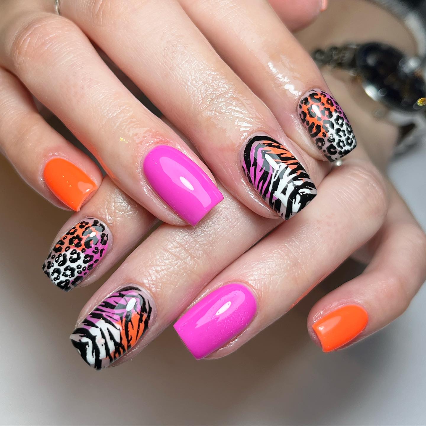 Vibrant Animal Print Nail Art
