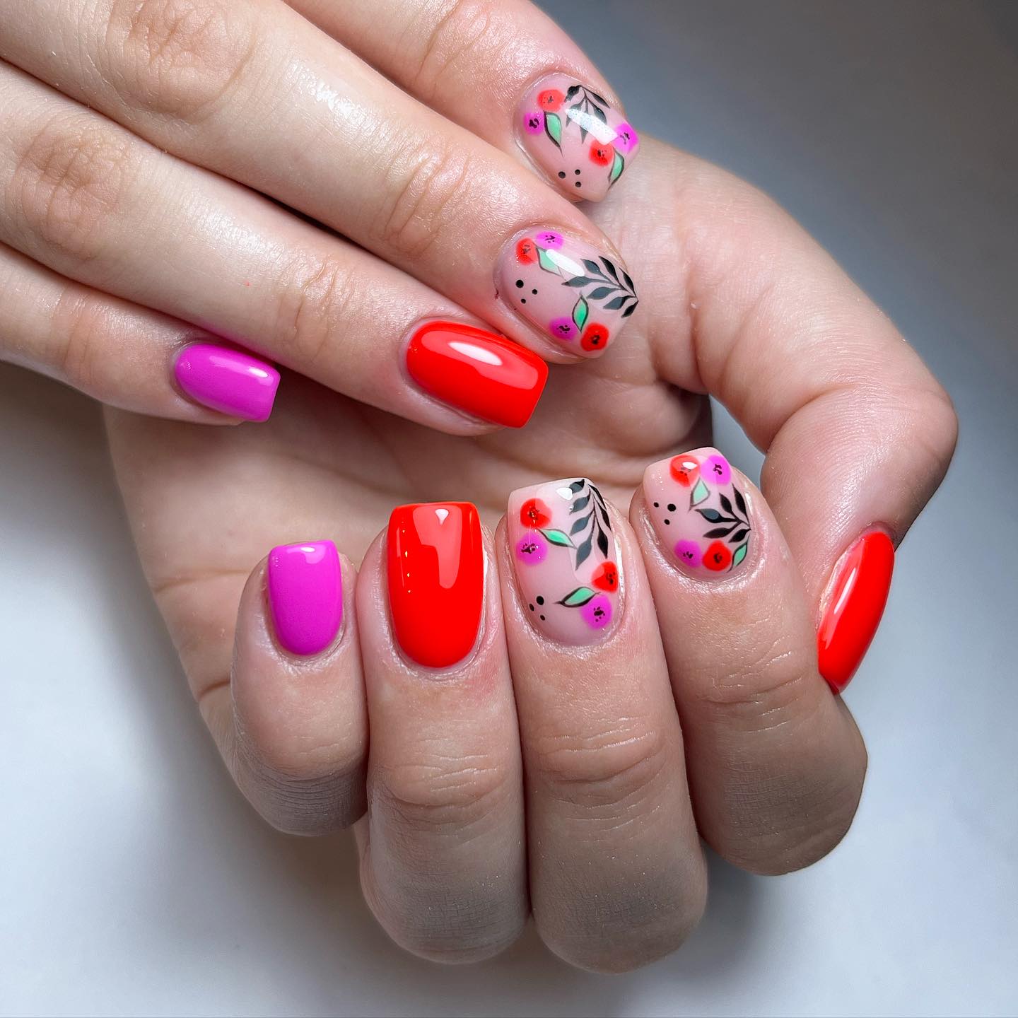 Vibrant Floral Nail Art