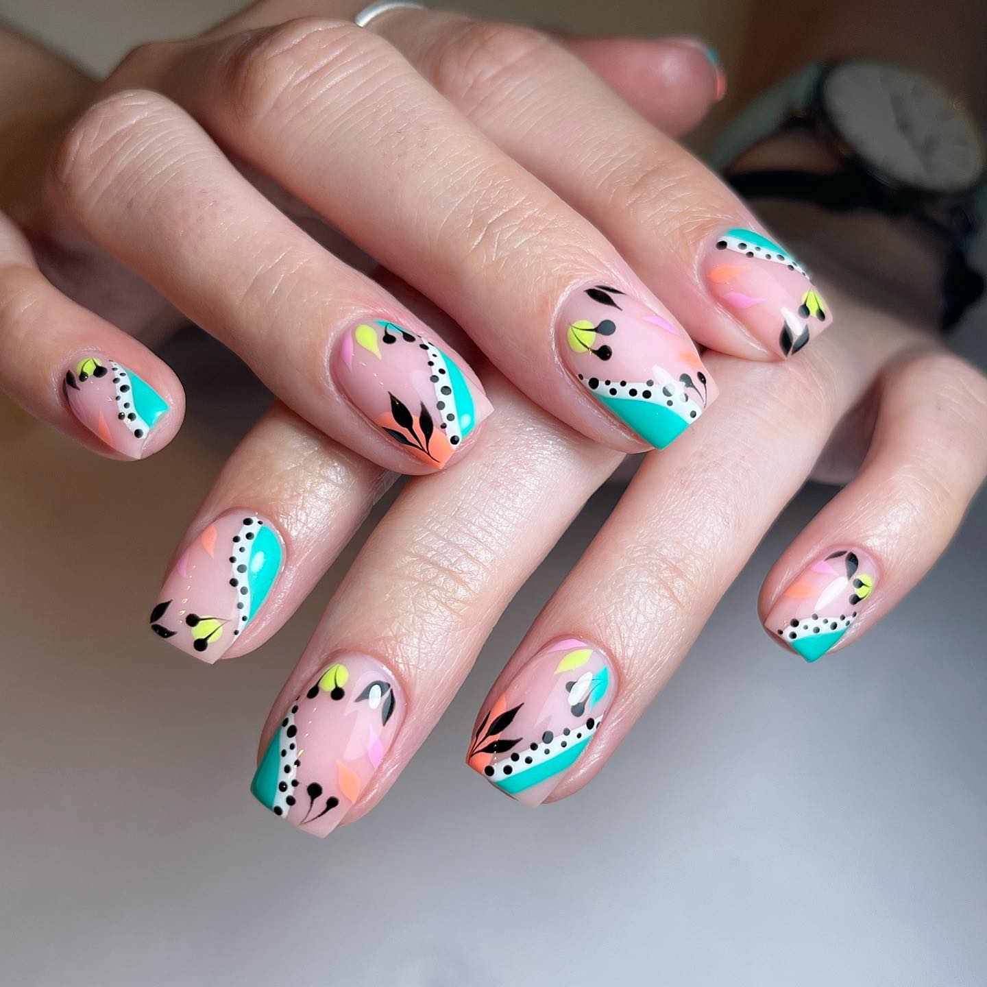 Artistic Floral Nail Design