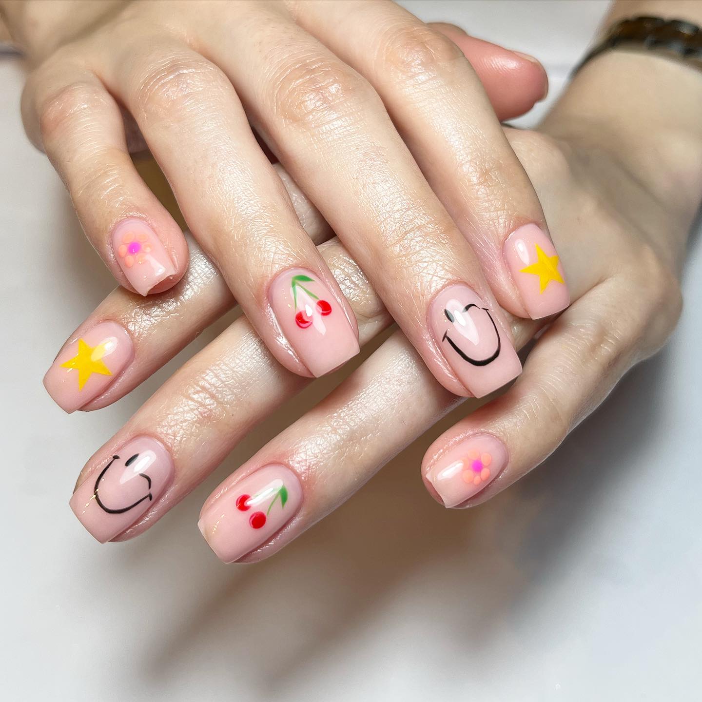 Cute Artistic Cherry Nail Art