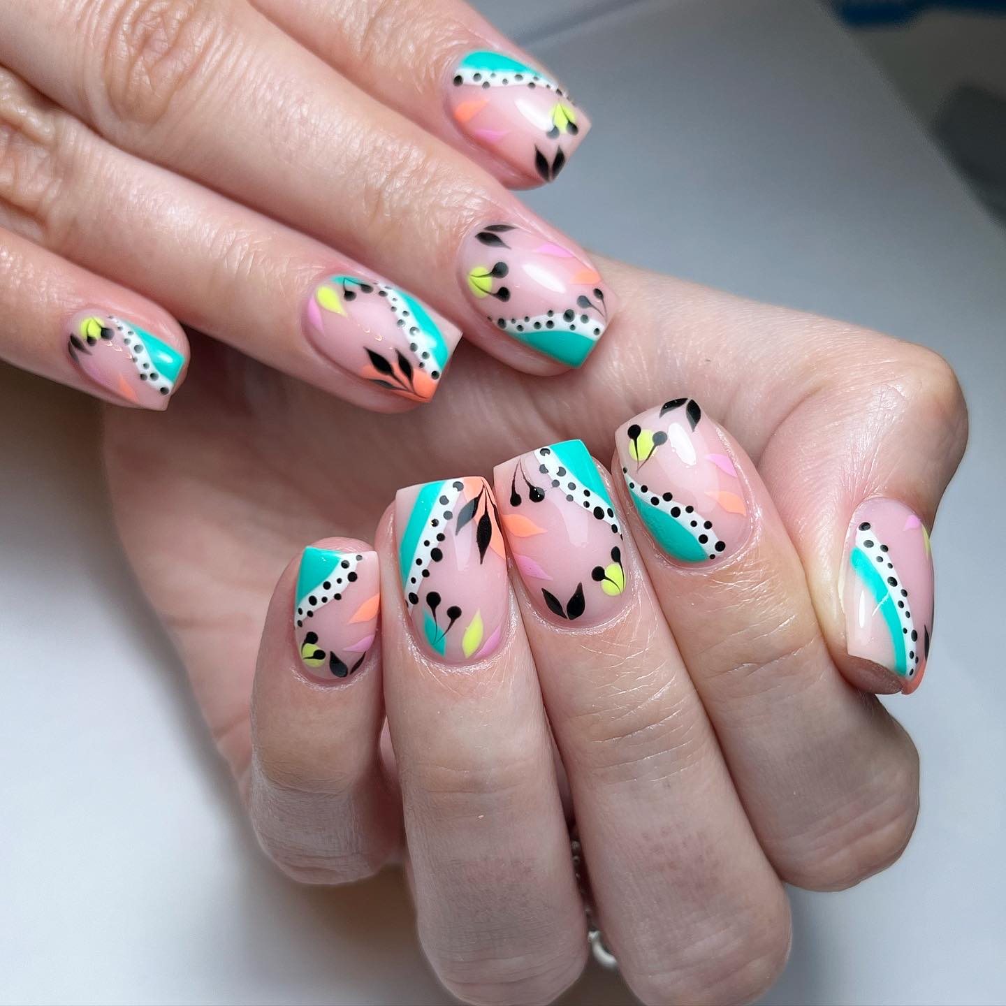 Artistic Floral Nail Design