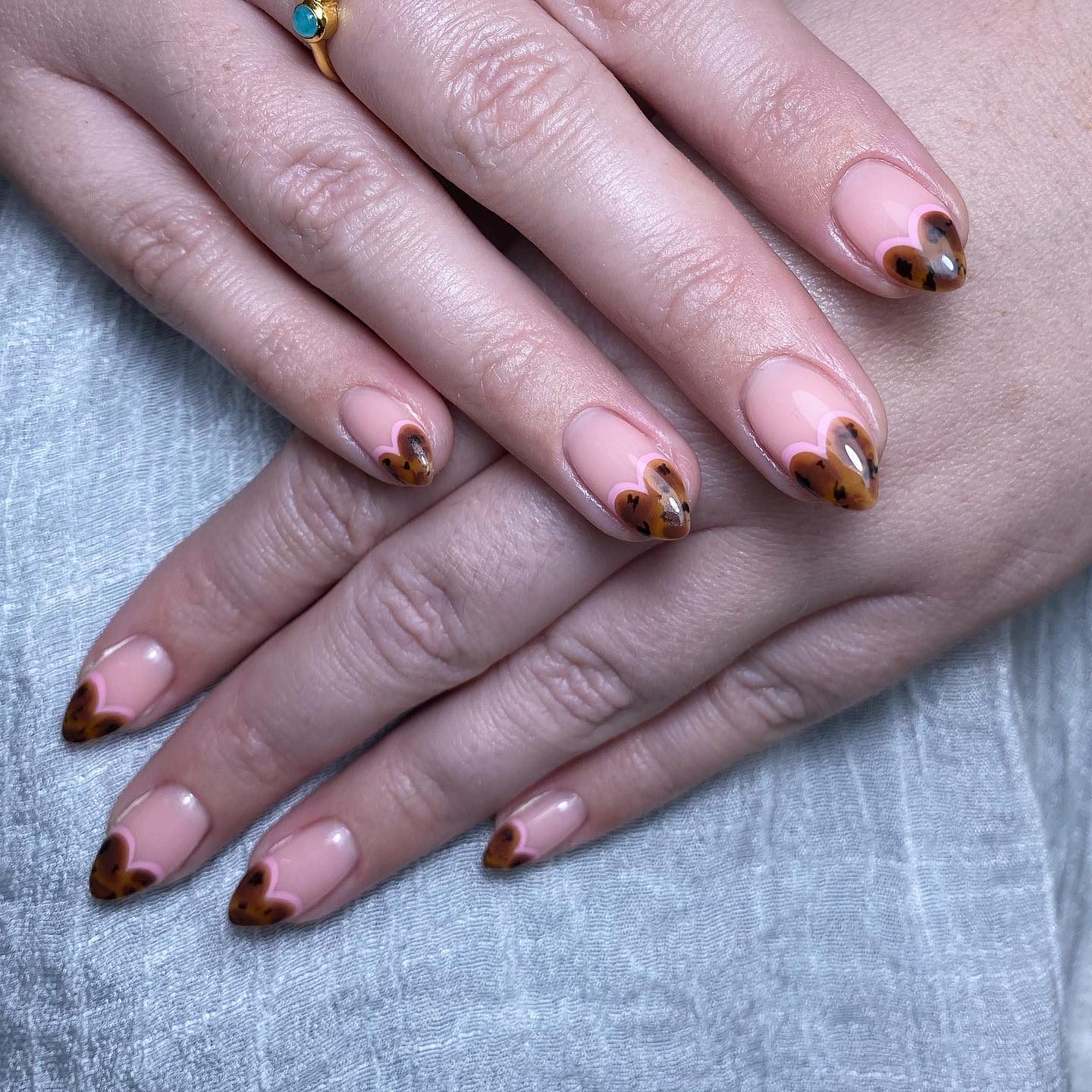 Artistic Pink and Brown Heart Tips