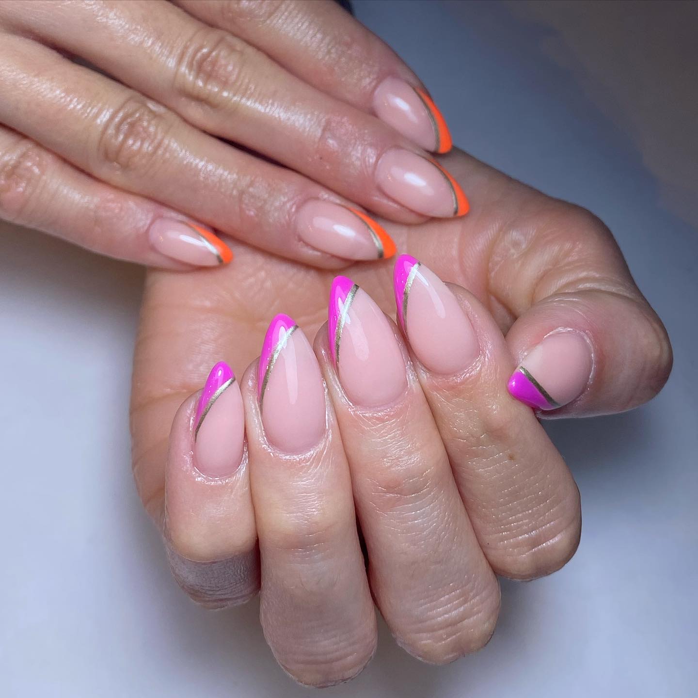 Colorful Stiletto Nails with Neon Tips