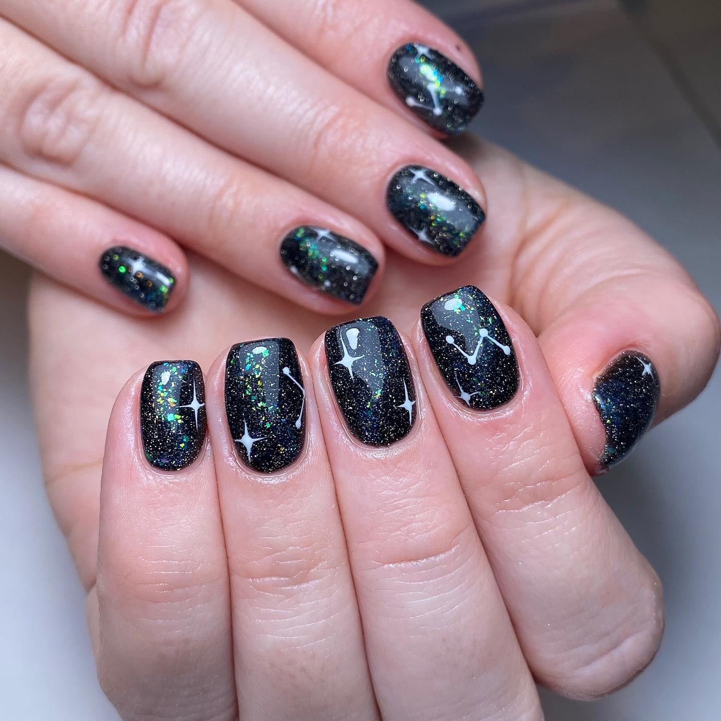 Sparkling Night Sky Nails