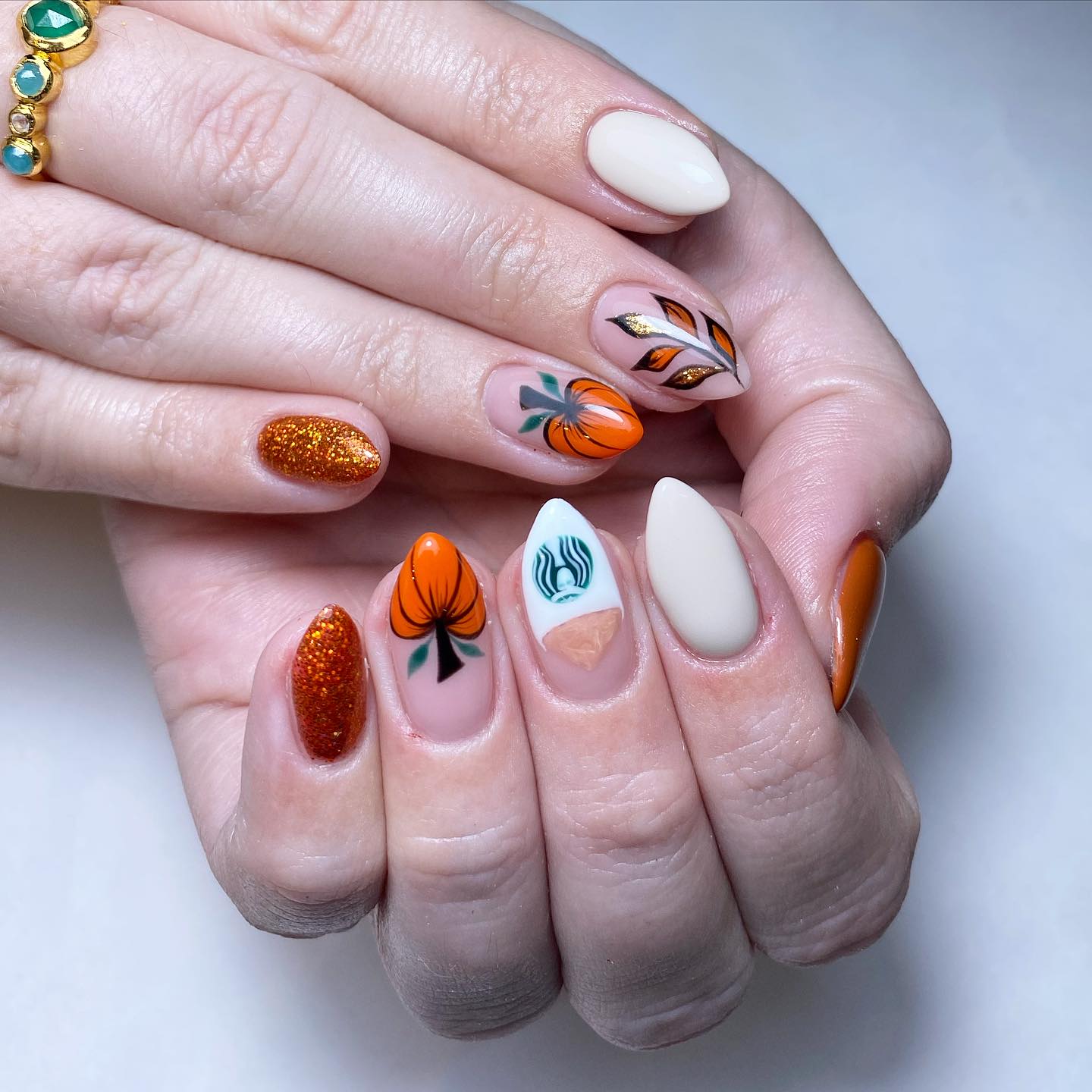 Artistic Nail Design with Floral Patterns
