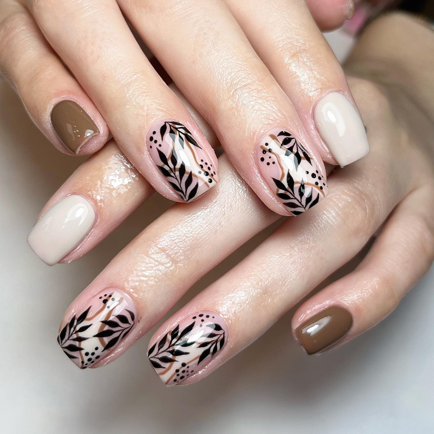 Artistic Nail Design with Floral Patterns