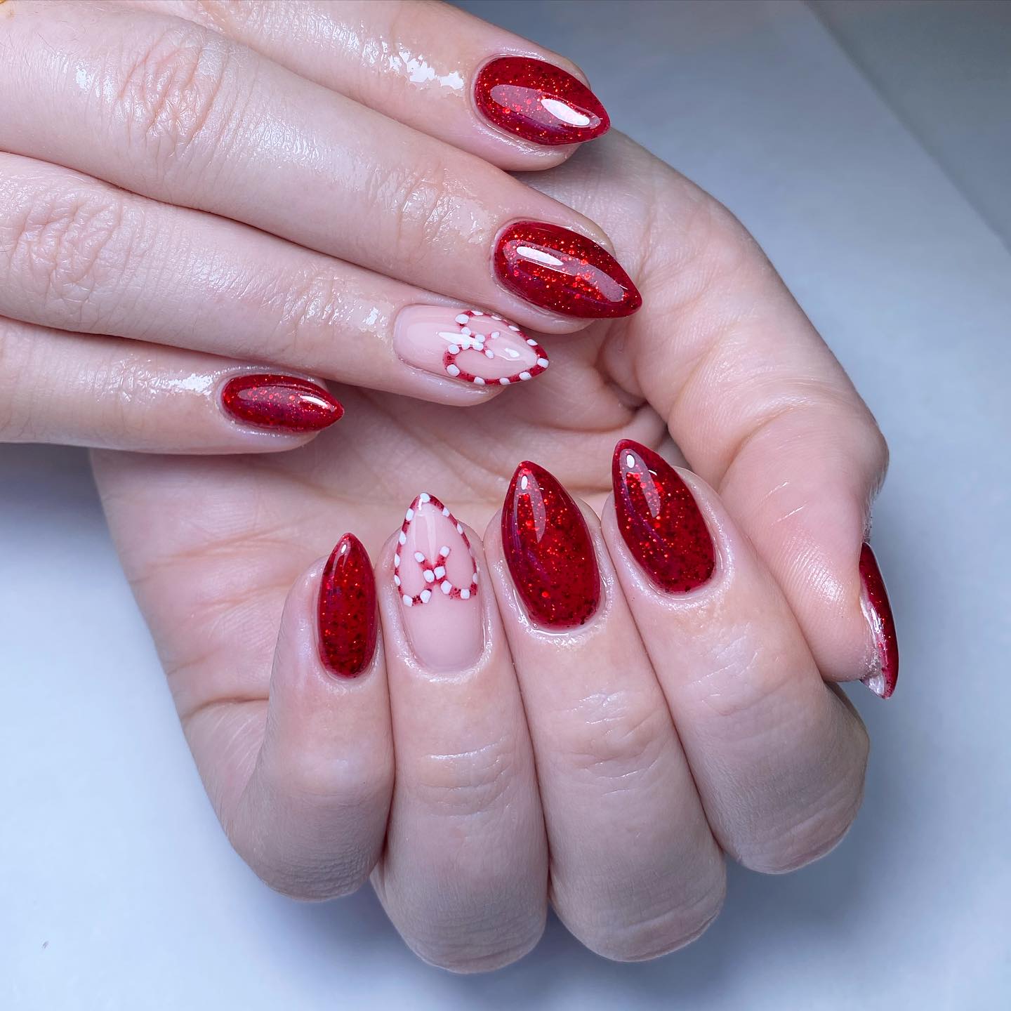 Red Glittery Nails