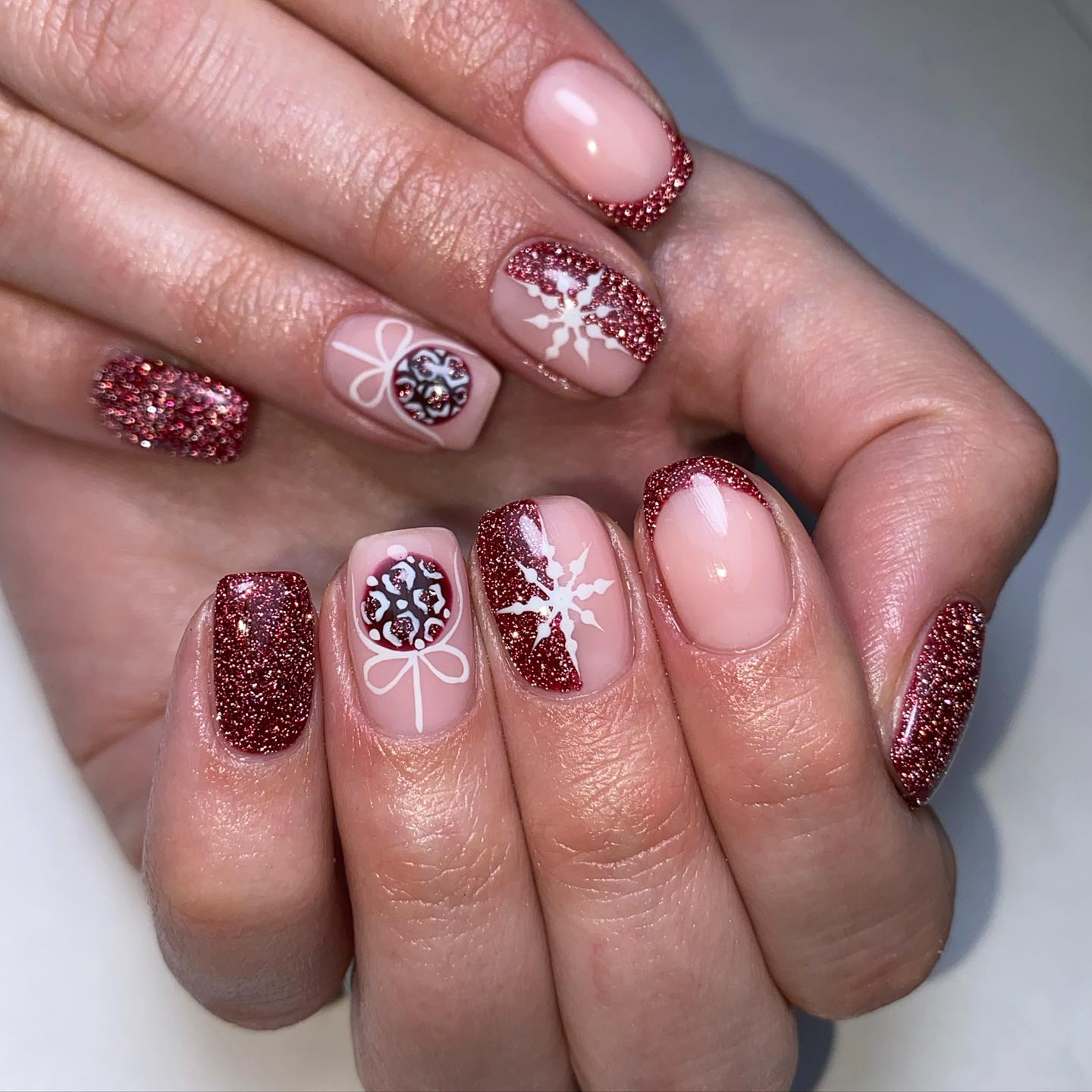 Festive Glittery Holiday Nails