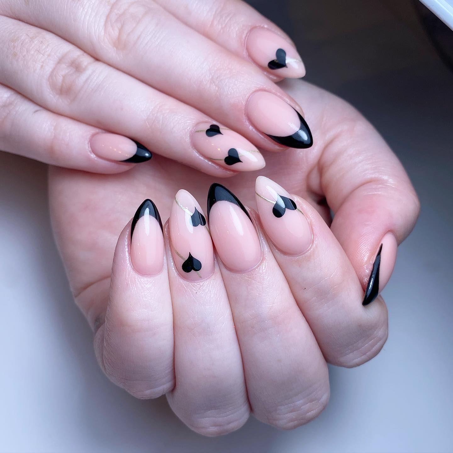 Stylish Black Heart Nails