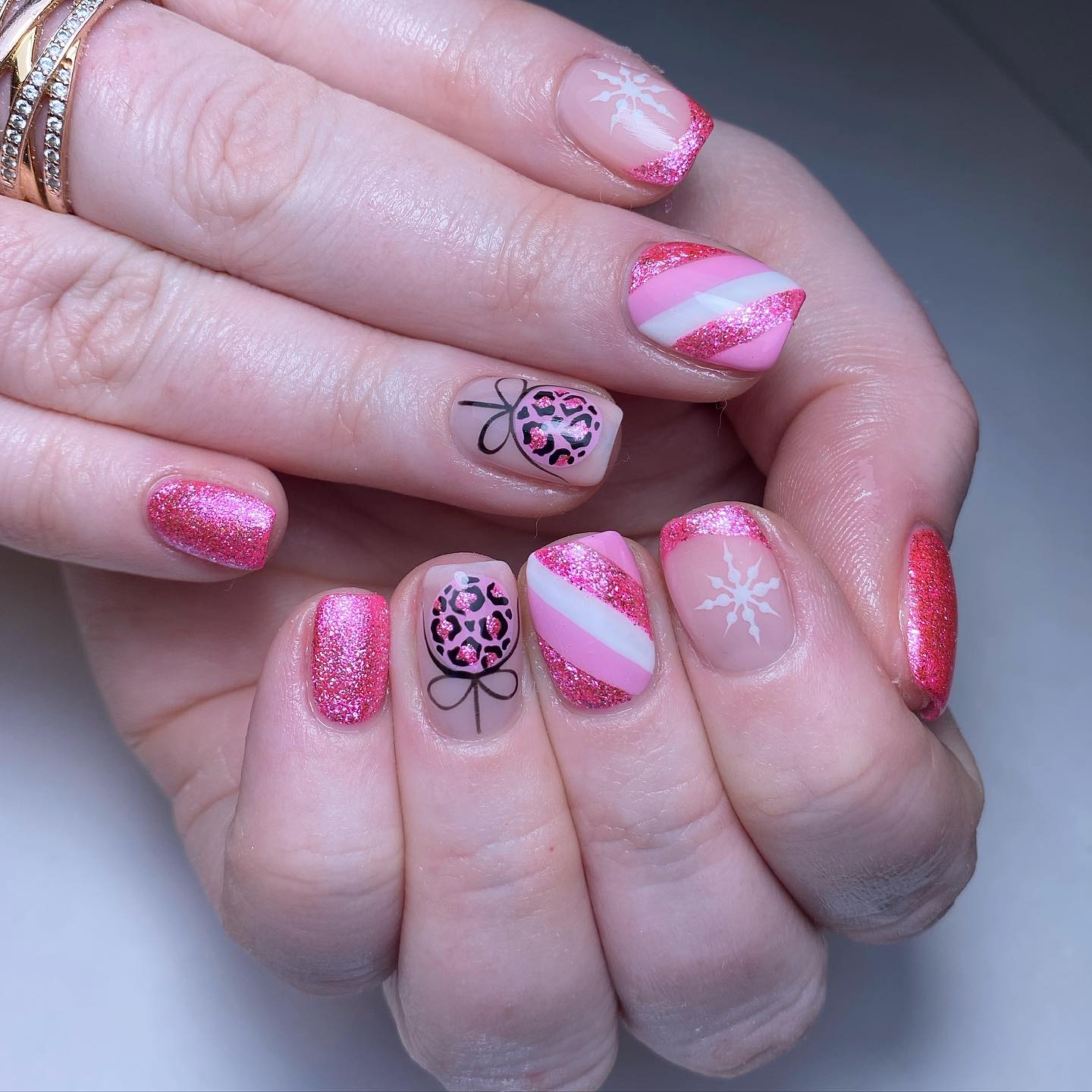 Vibrant Pink Glittery Nail Art