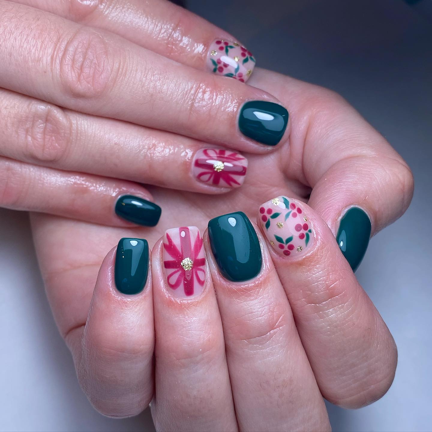 Floral and Geometric Nail Art