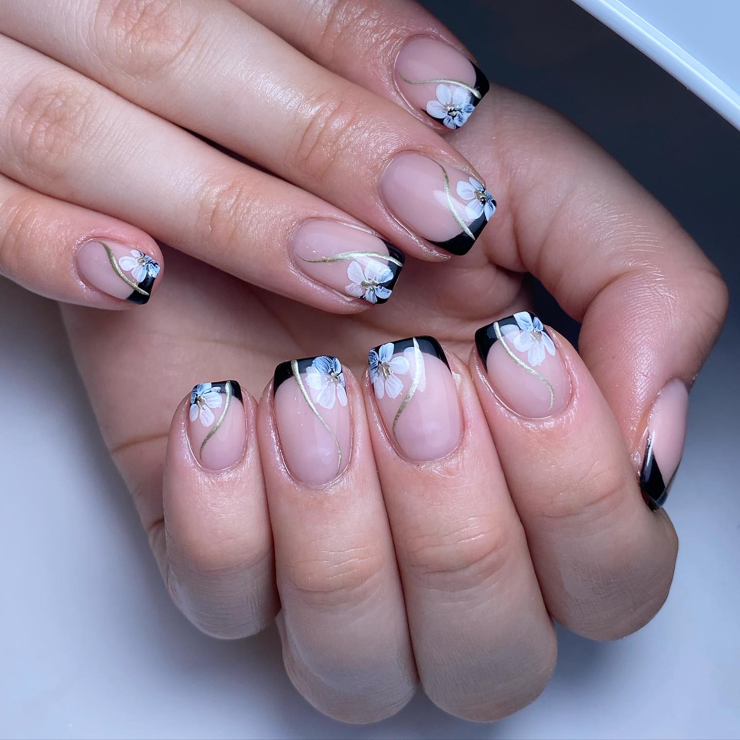 Artistic Floral French Manicure