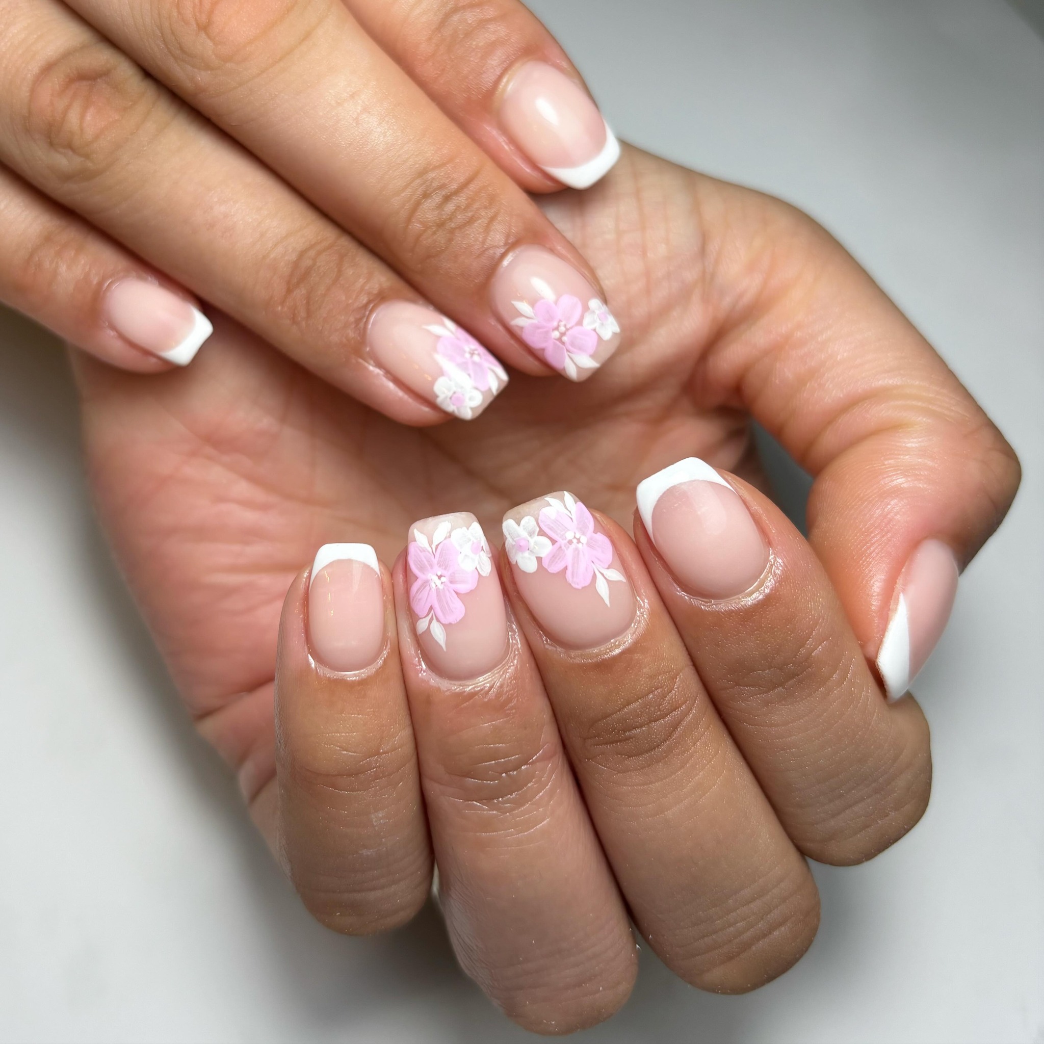 Flower French Nails