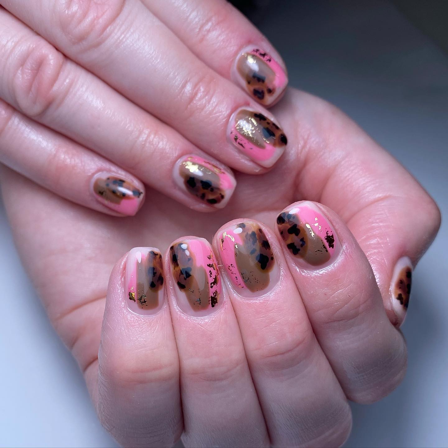 Stylish Artistic Nude and Pink Nails