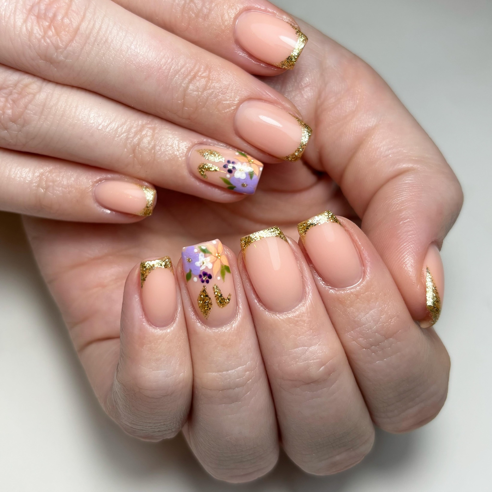 Elegant Floral French Tips