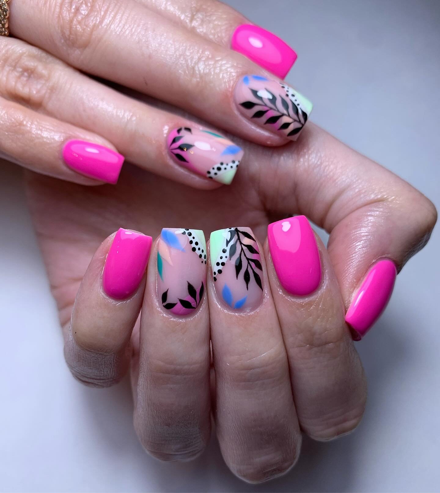 Artistic Pink and Patterned Nails