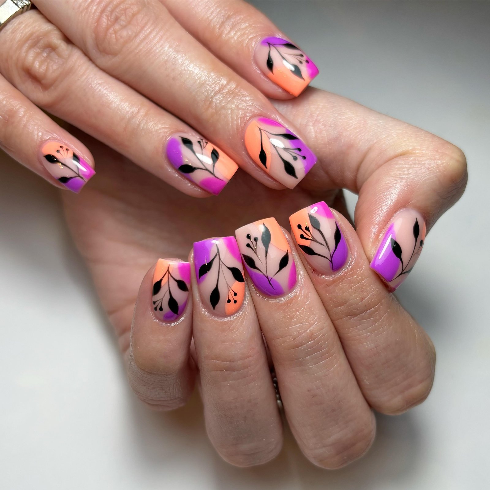 Artistic Floral Nail Design