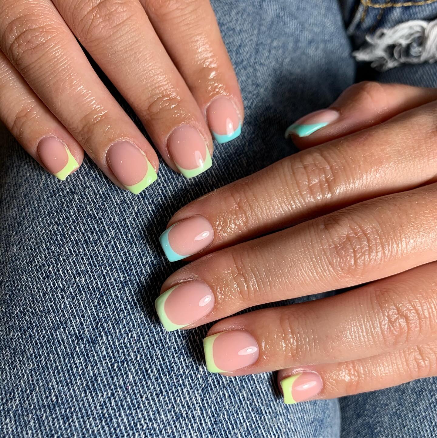 French Tip Nails with Colorful Tips