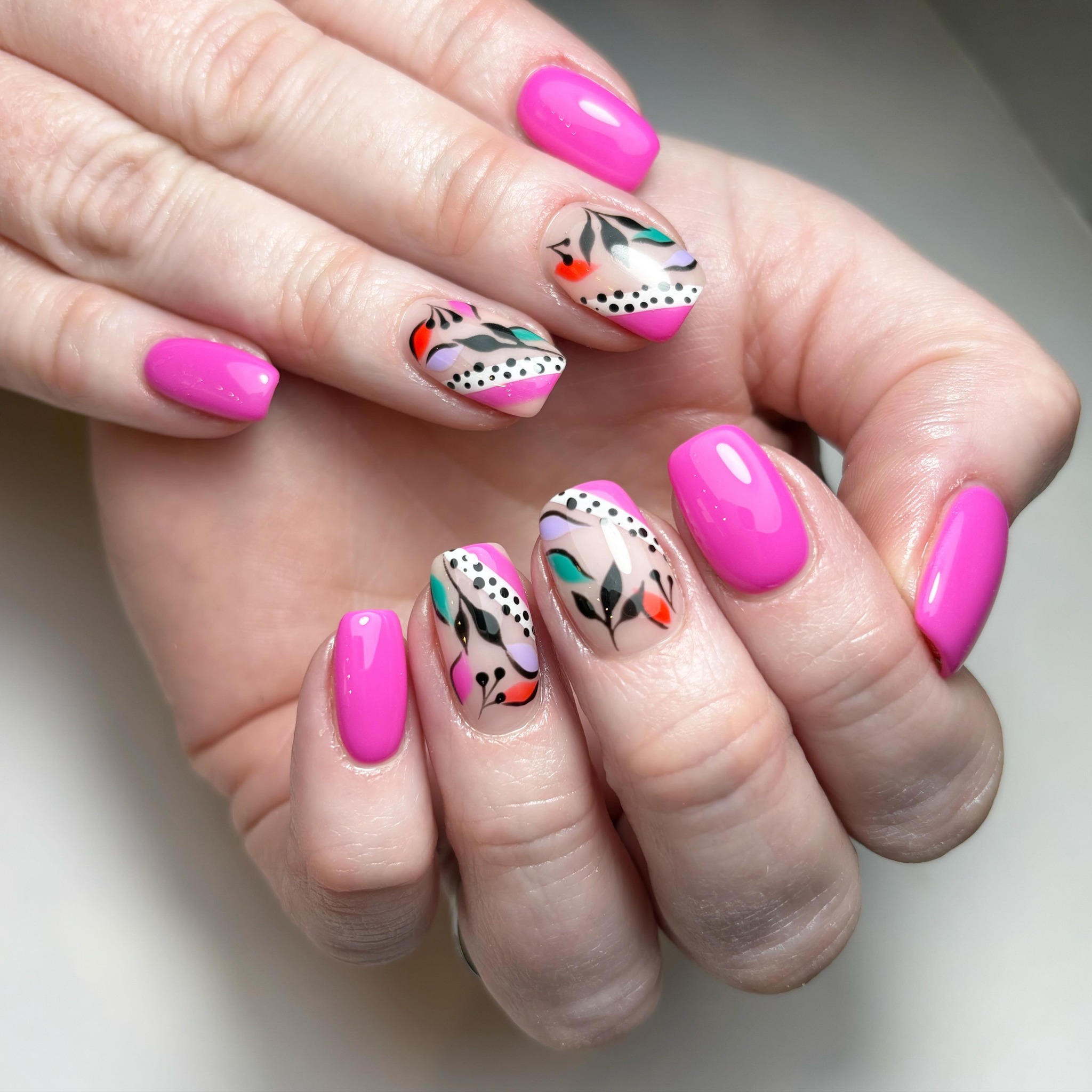 Artistic Pink Nail Design