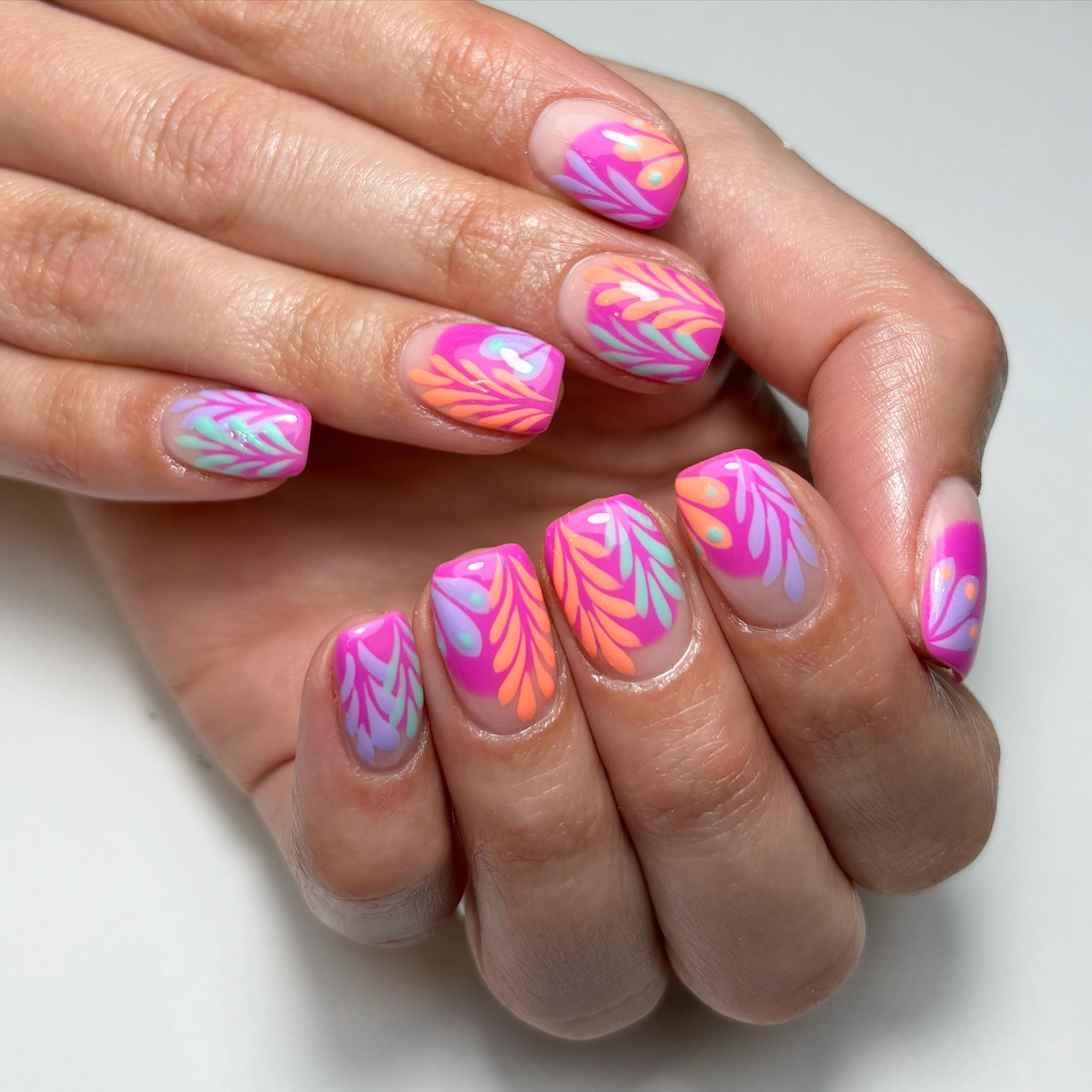 Artistic Neon Leaf Design