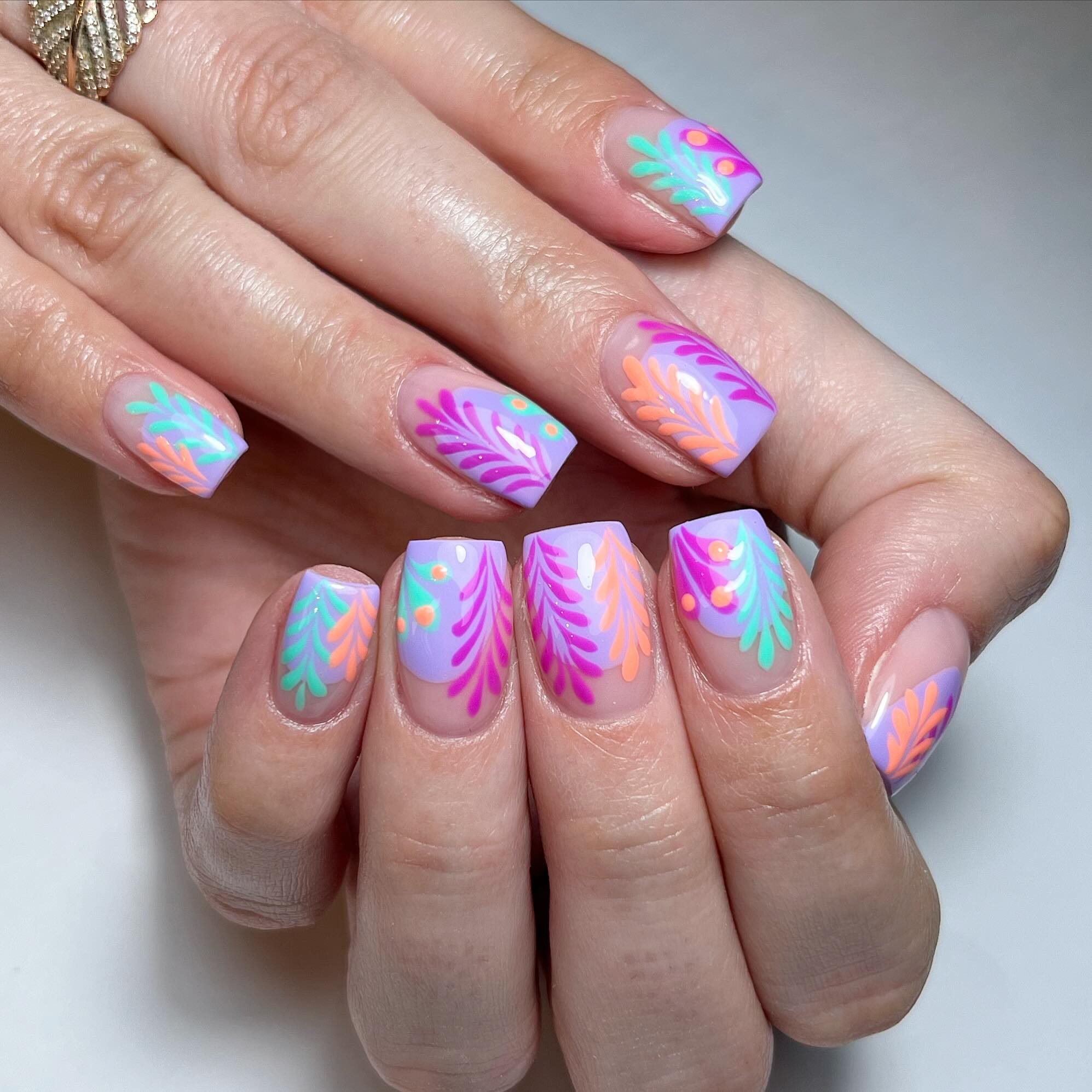 Colorful Floral Nail Art