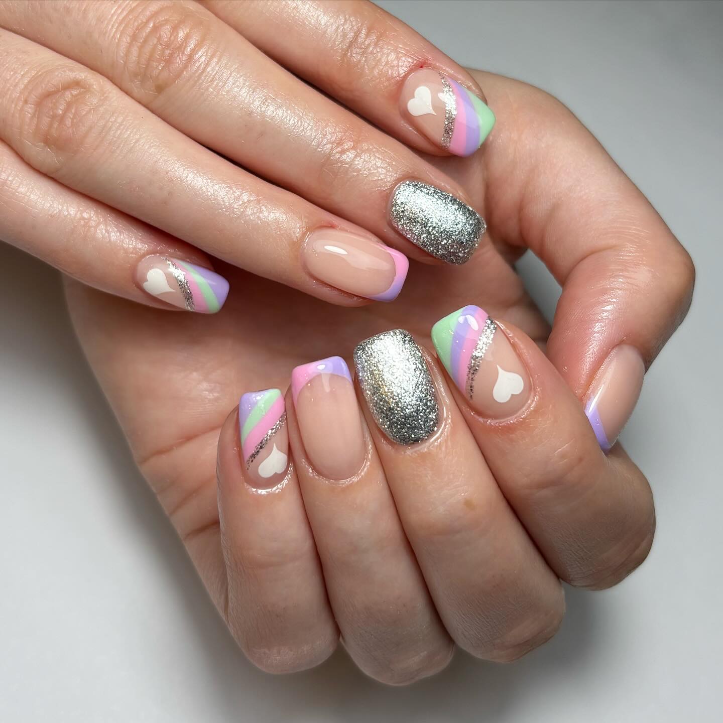 Pastel Heart Nail Art