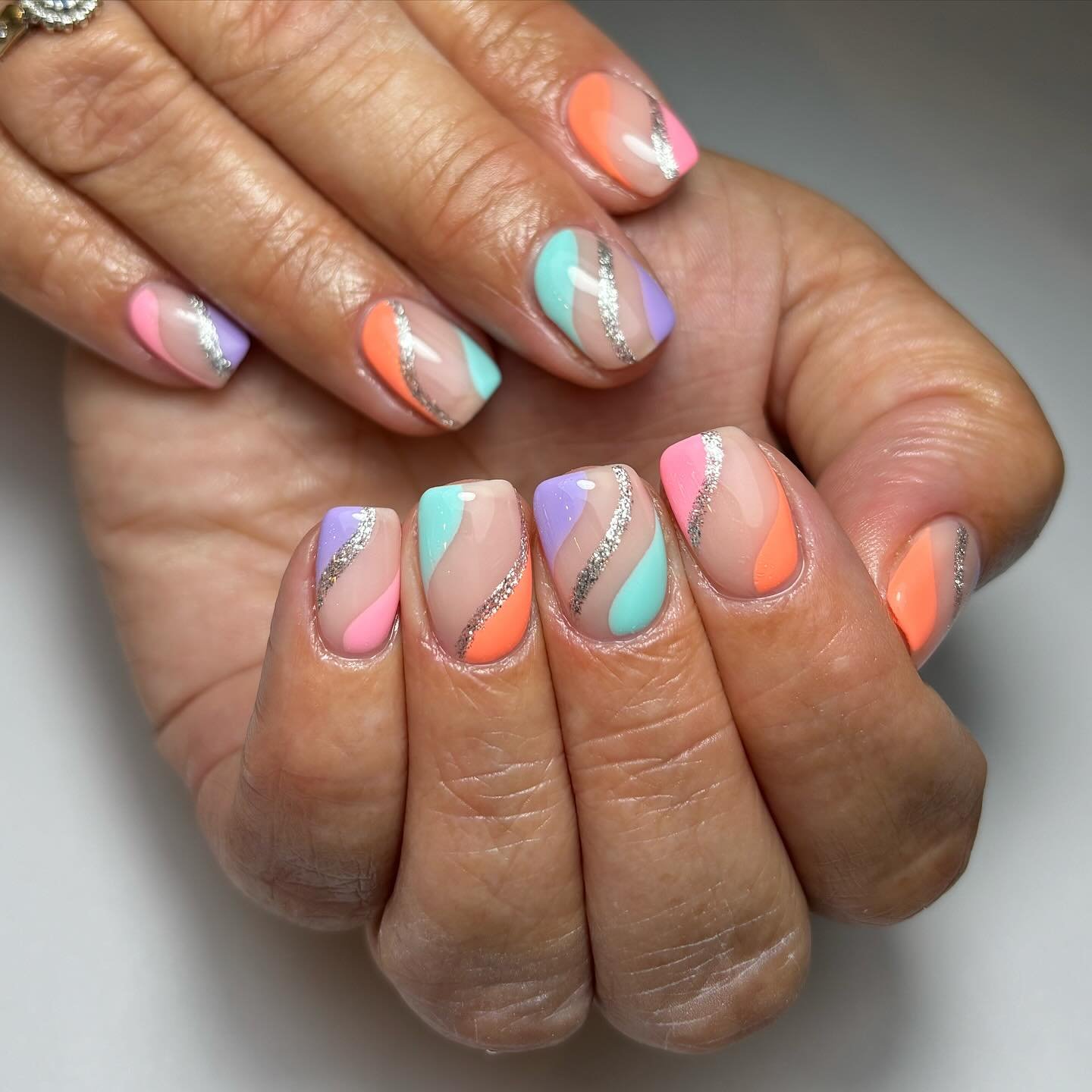 Colorful Artistic Nails with Wave Design