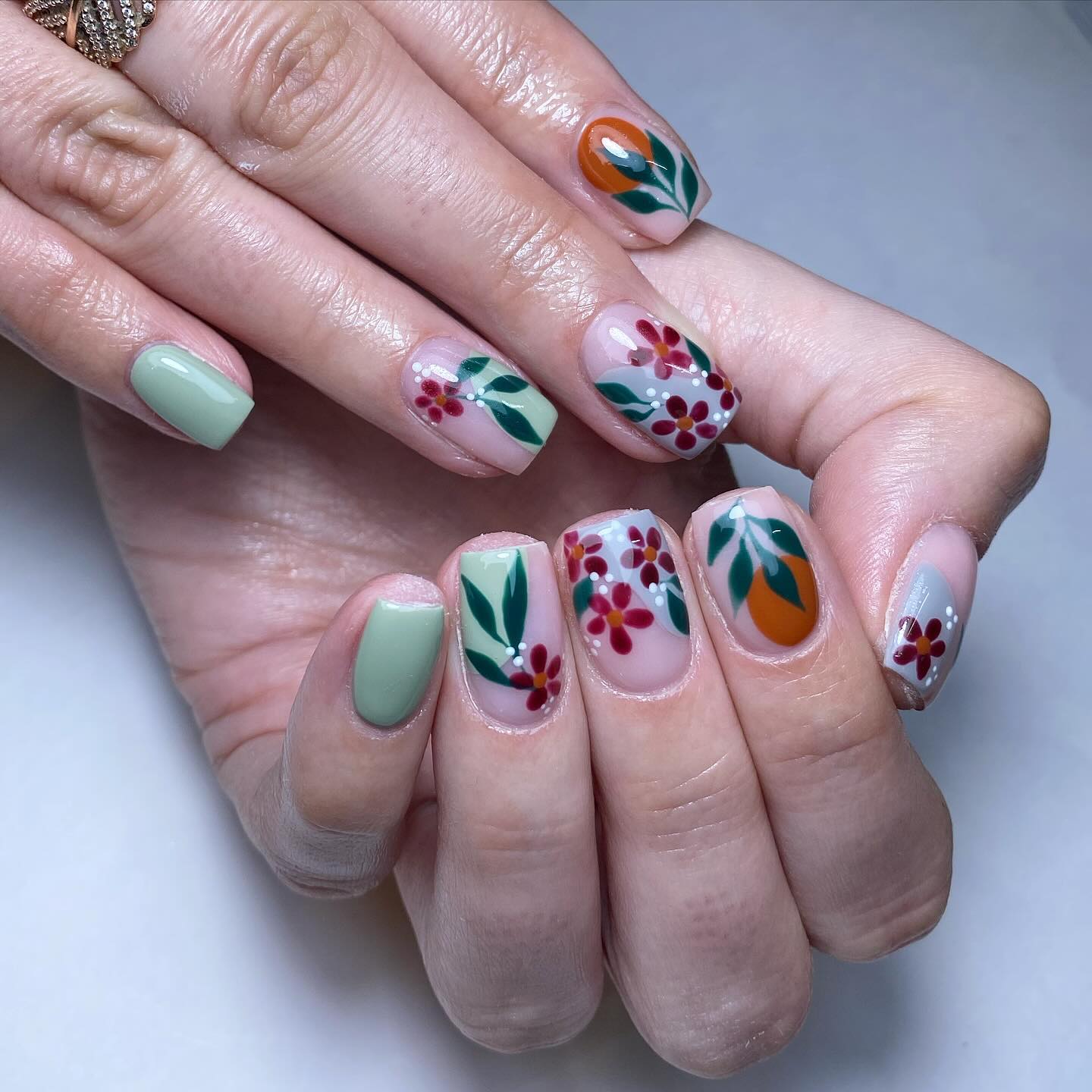 Artistic Floral Nail Design