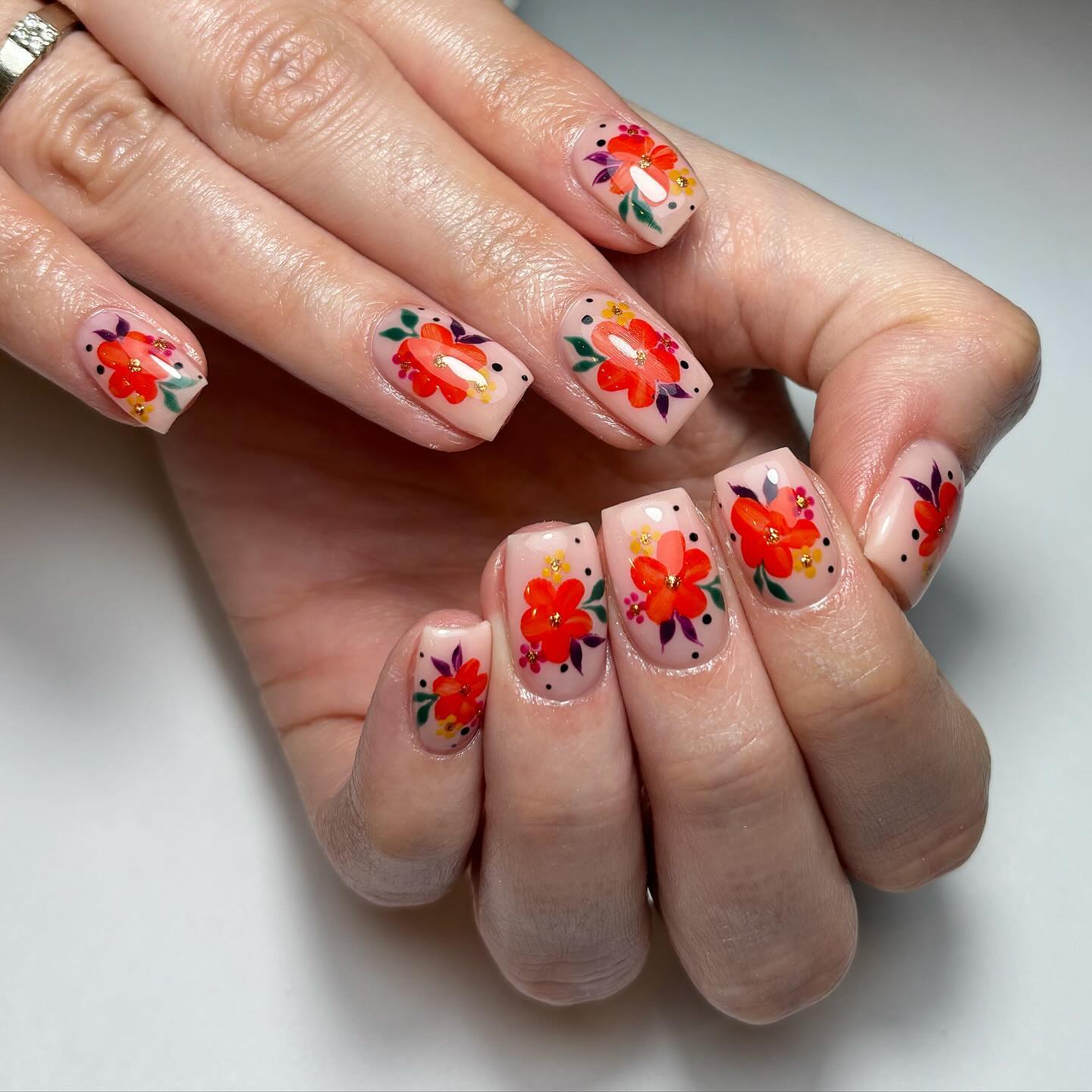 Artistic Floral Nail Design