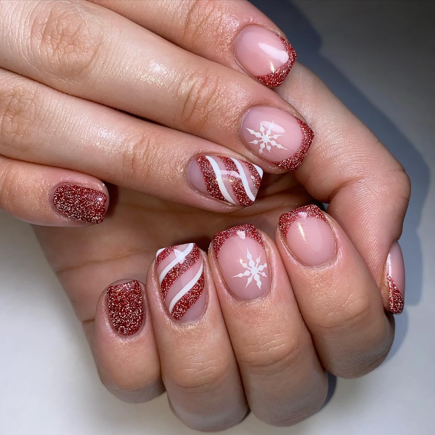 Festive Red Glitter Nails