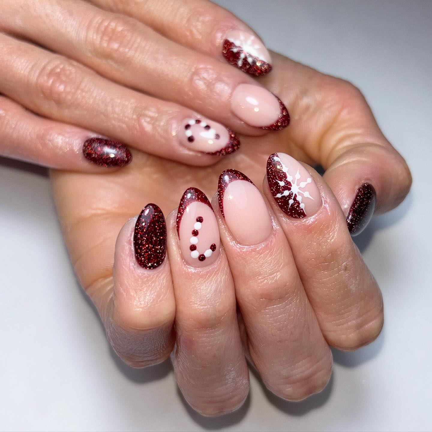 Holiday Themed Glitter Nails