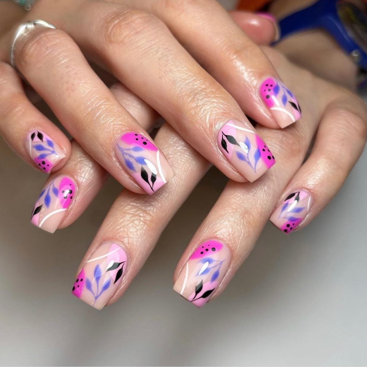 Artistic Floral Nail Design