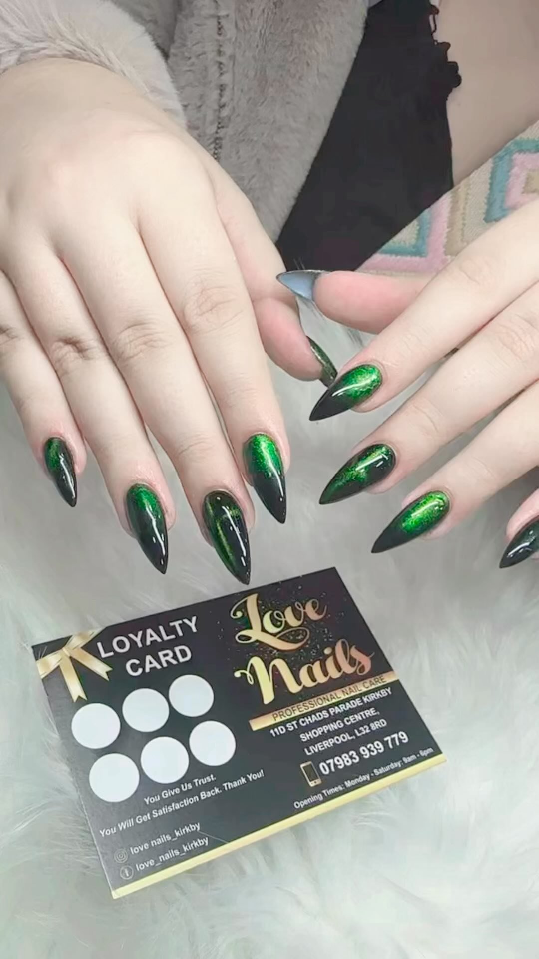 Stylish Black and Green Nails