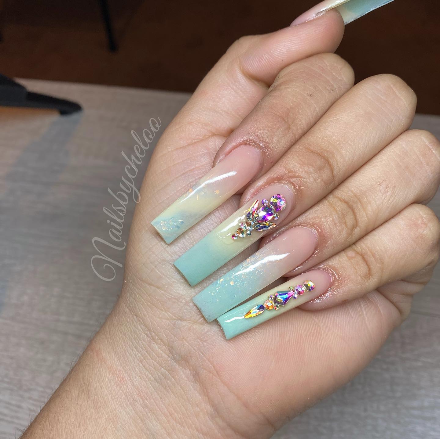 Gems and Ombre Nails